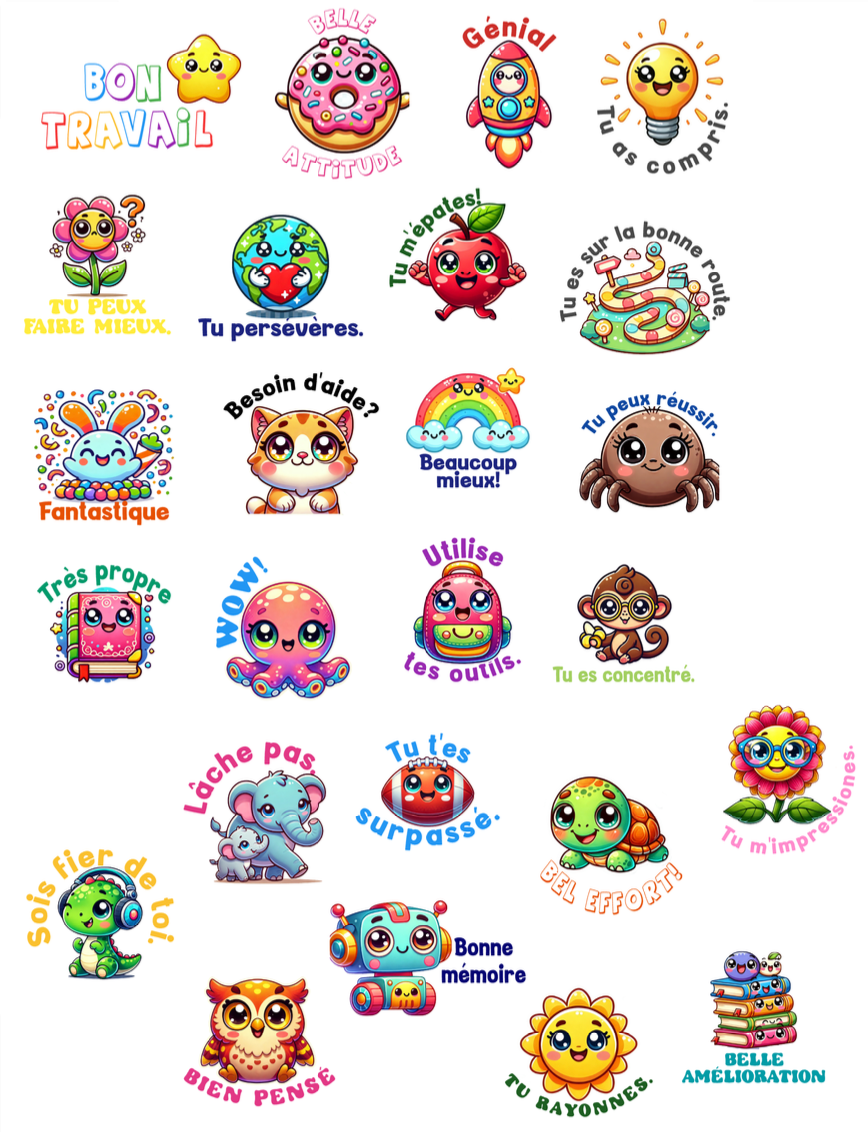 Autocollants pour le premier et le deuxième cycle