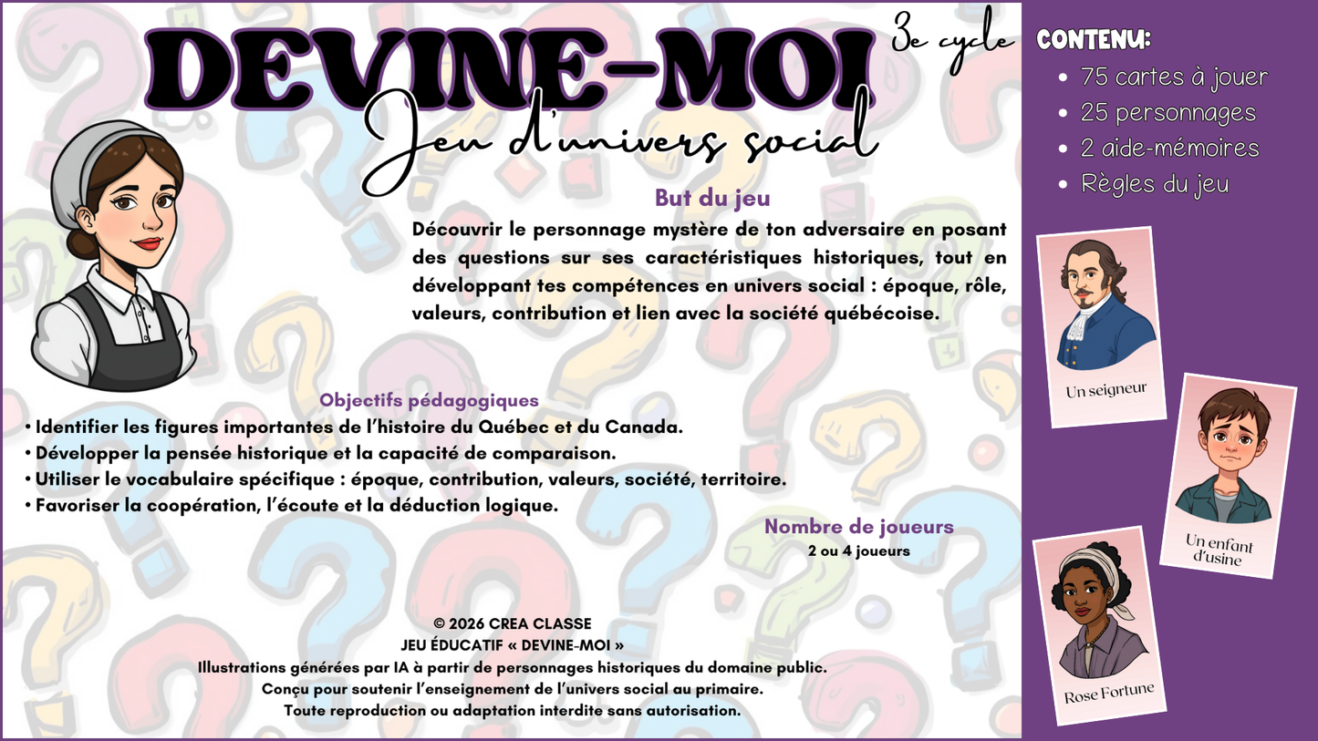 Jeu Devine-moi 3e cycle