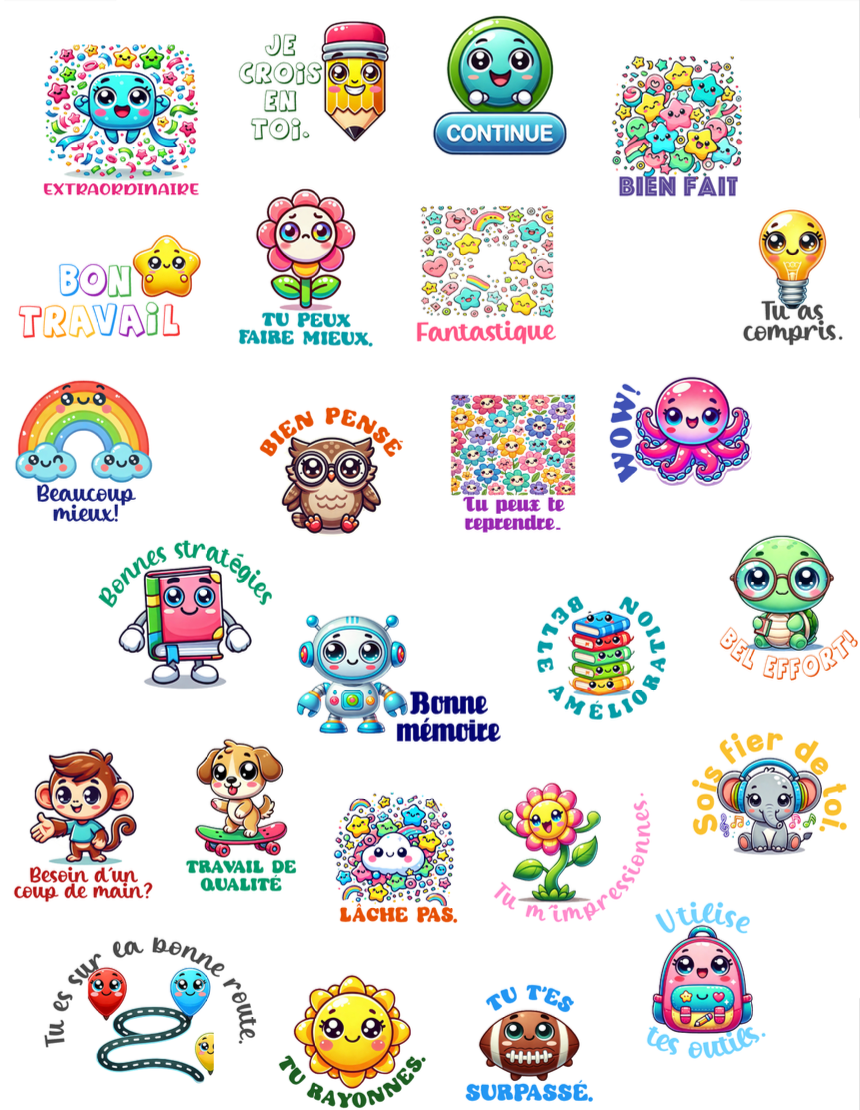 Autocollants pour le deuxième et le troisième cycle