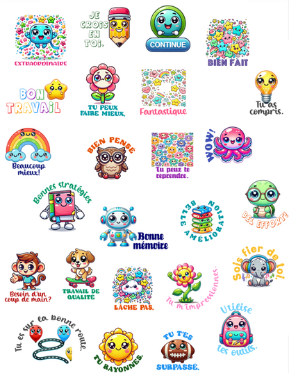 Autocollants pour le deuxième et le troisième cycle