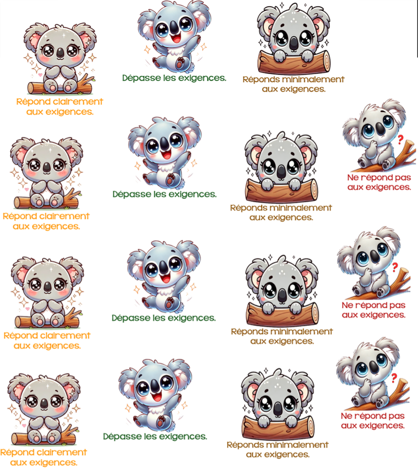 Autocollants Barèmes de notation pour les classes d'accueil