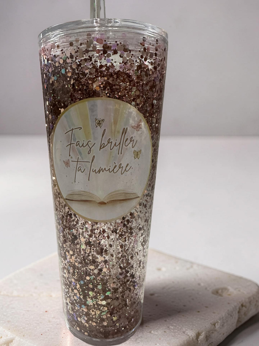 Verre pailleté  "Fais briller ta lumière"