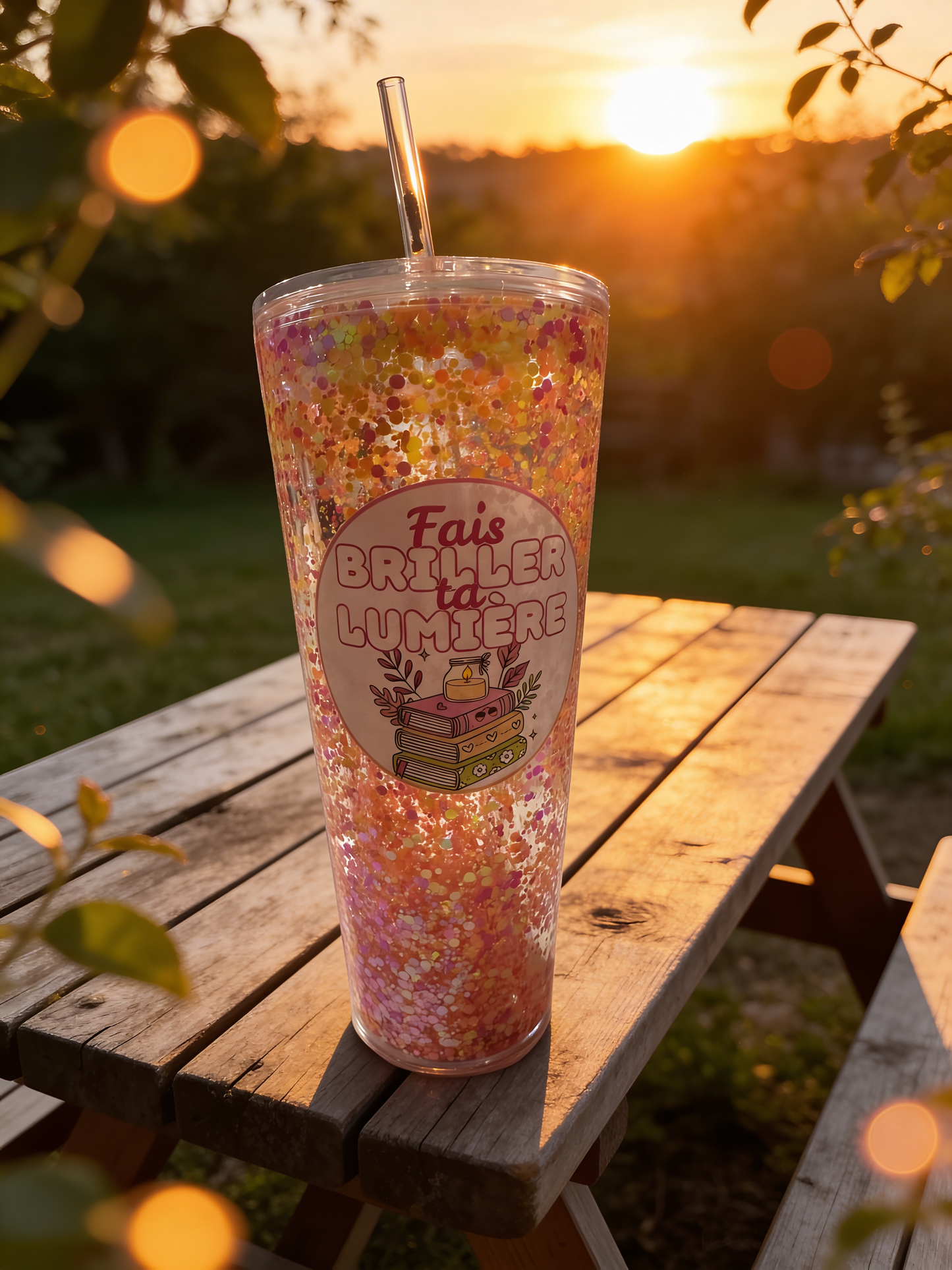 Verre "Fais briller ta lumière" fluorescent sans expédition