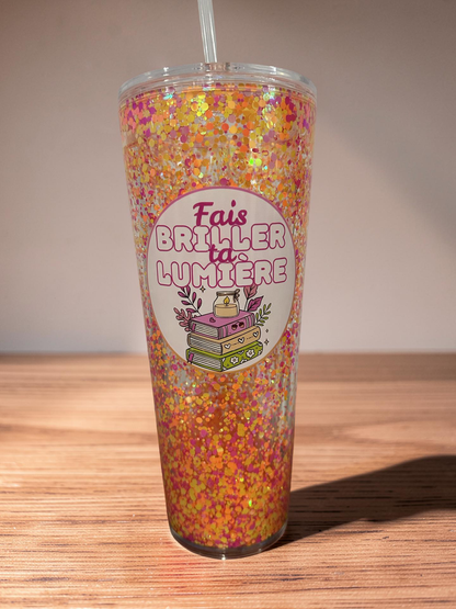 Verre "Fais briller ta lumière" fluorescent sans expédition