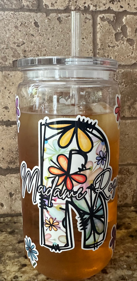 Gobelet personnalisé "Lettre fleurie"